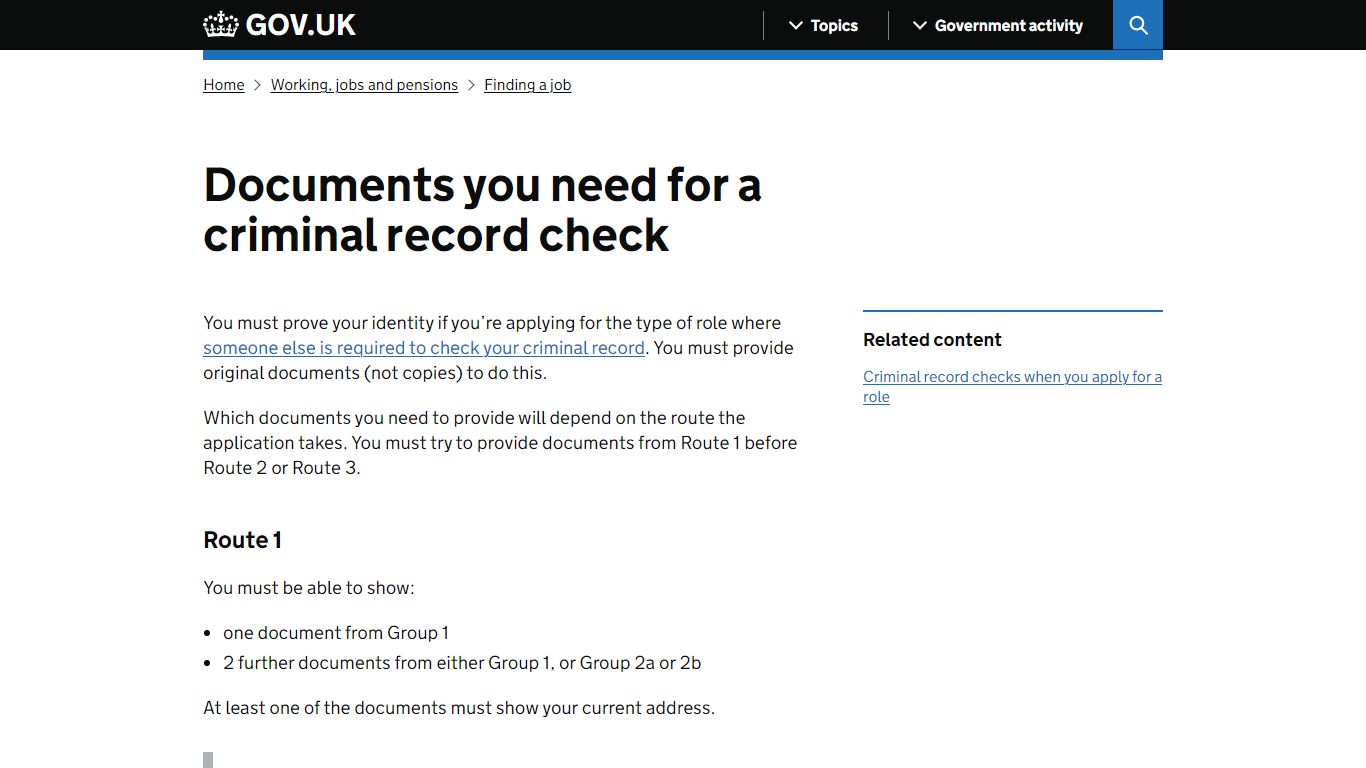 Documents you need for a criminal record check - GOV.UK